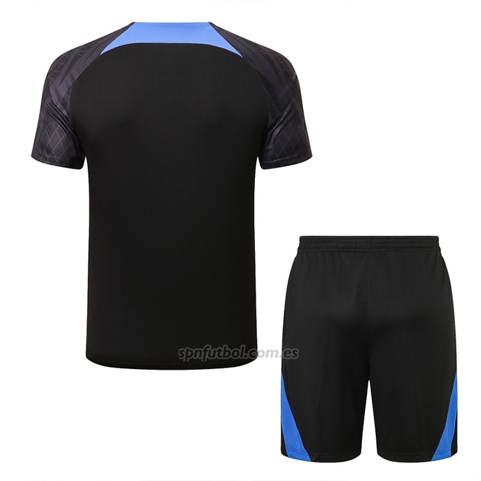 Chandal del Paris Saint-Germain Jordan Manga Corta 2022-2023 Negro y Azul - Pantalon Corto